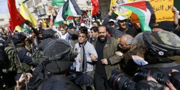 Palestinians demonstrate for the 20th anniversary of closing Al-Shuhada' St. in Hebron